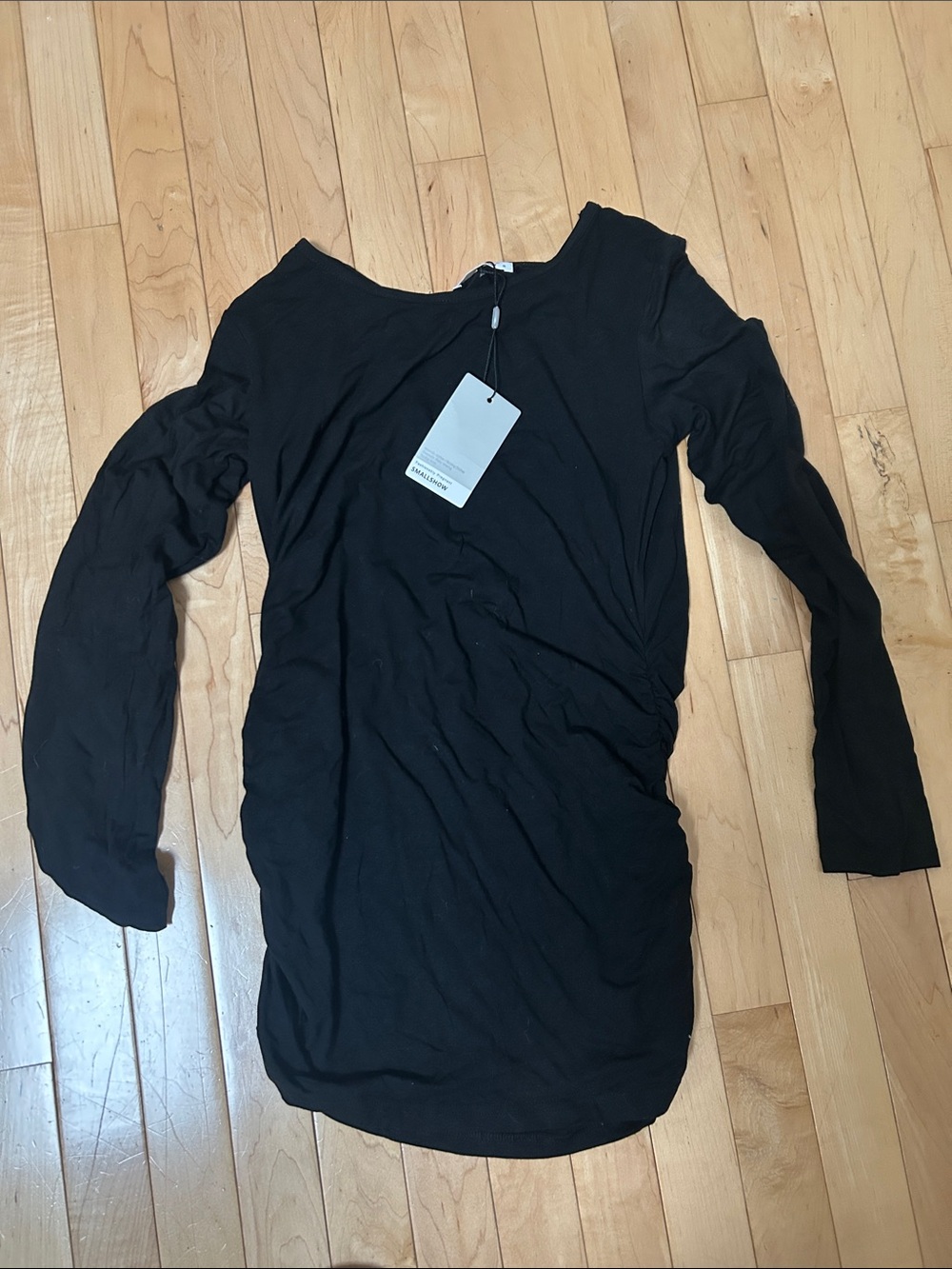 NWT Black Long Sleeve Ruched Side Maternity Top